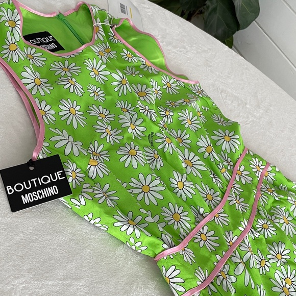 Boutique Moschino Size 10 Daisy Floral Punk Trim Jumpsuit with Pockets NWT - Picture 9 of 17